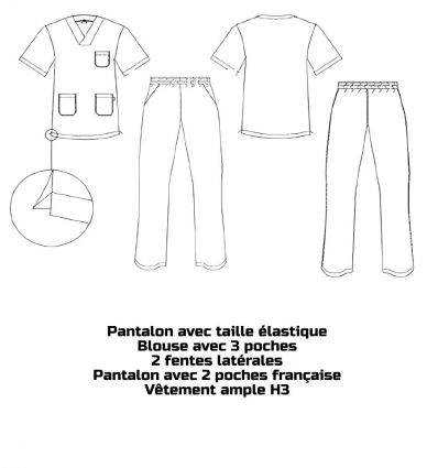 Ensemble blouse et pantalon médical homme