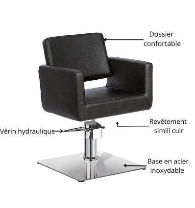 Fauteuil de Coiffeur Noir Pivotant Simili Cuir