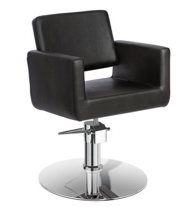 Fauteuil de Coiffeur Noir Pivotant Simili Cuir