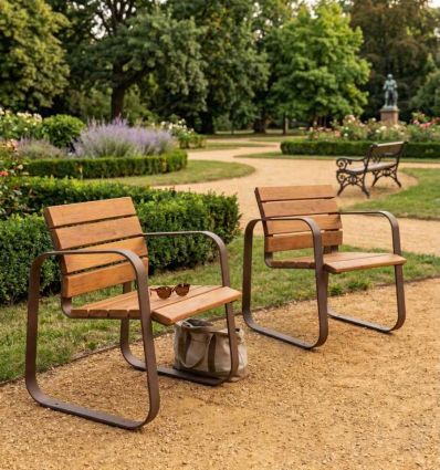 Fauteuil en bois et acier Marina - Mobilier urbain