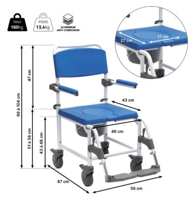 Fauteuil roulant douche-toilette