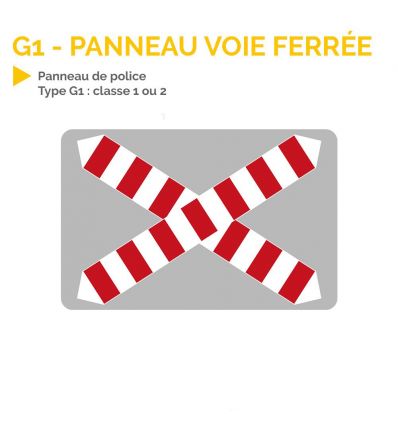G1 - Panneau croix de Saint André pour voie ferrée