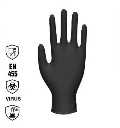 Gant nitrile noir non poudré, boîte de 100 gants, Nitrex