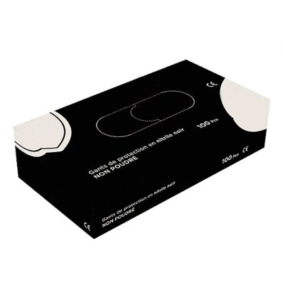 Gant nitrile noir non poudré, boîte de 100 gants, Nitrex