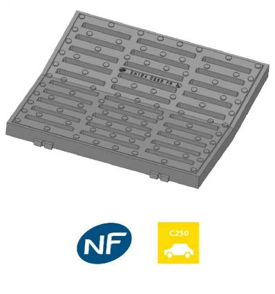 Grille concave en fonte pour regard C250