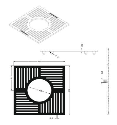 Grille d'arbre en fonte carré - Impu