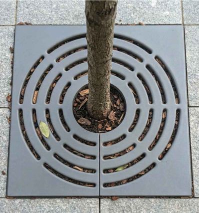 Grille d'arbre en fonte carré normée PMR