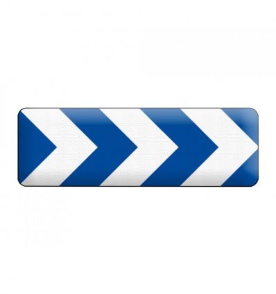 J4 - Balise virage à chevrons blanc et bleu