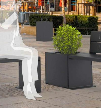 Jardinière urbaine cube en acier ou acier/bois
