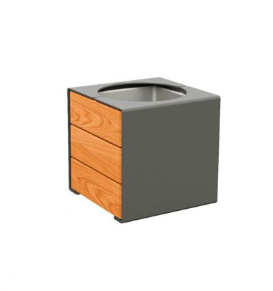 Jardinière urbaine cube en acier ou acier/bois