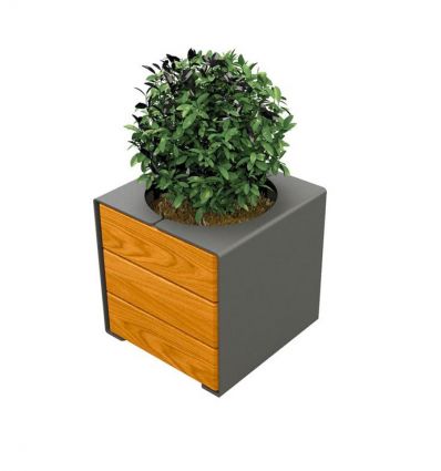 Jardinière urbaine cube en acier ou acier/bois