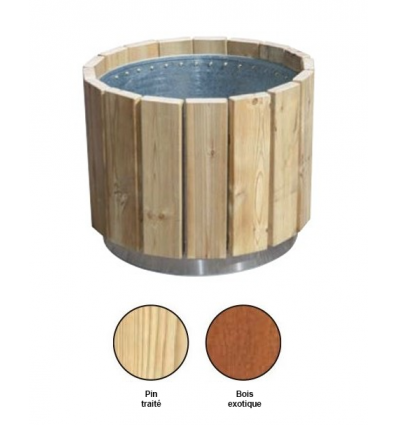 Jardinière urbaine ronde en lattes