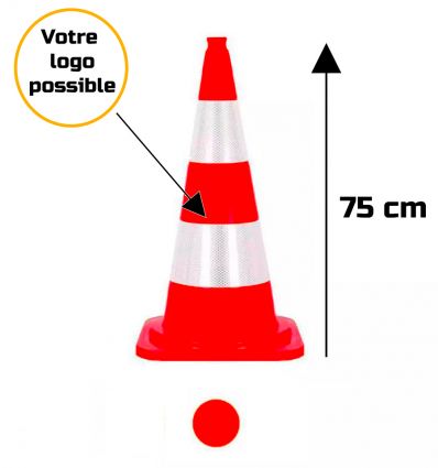 Cône de signalisation autoroute lesté 75 cm K5a