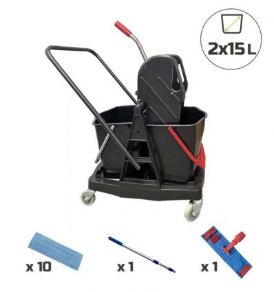 Kit balai et seau essoreur professionnel 2x15L