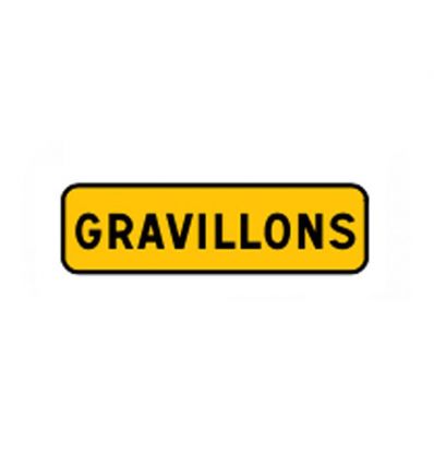KM9 - Panonceau temporaire mentionnant la présence de gravillons