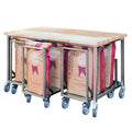 Lot de 1 table de boulangerie + 2, 3 ou 4 chariots à farine