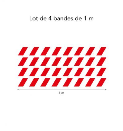 Lot de 4 bandes de signalisation pour surface vitrée - Rectangles penchés