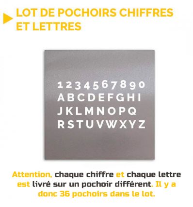 Lot de pochoirs de chiffres et de lettres