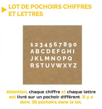 Lot de pochoirs de chiffres et de lettres