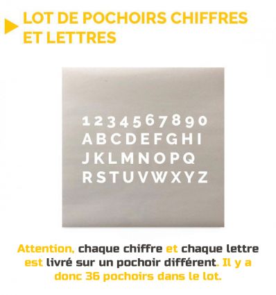 Lot de pochoirs de chiffres et de lettres