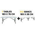 Lot de tables bancs pliables rectangulaires