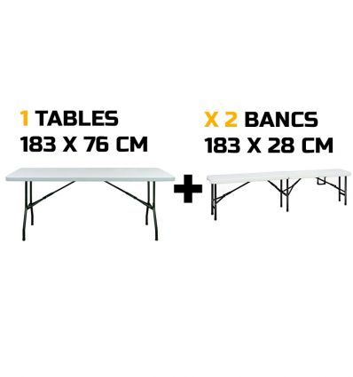 Lot de tables bancs pliables rectangulaires