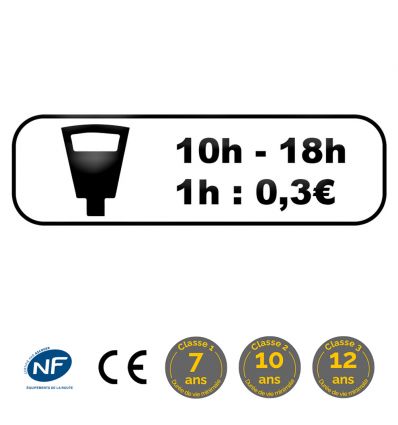 M6d2 - Panonceau stationnement payant parcmètre avec horaires et prix