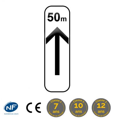 M8a bis - Panonceau début de section de stationnement avec distance