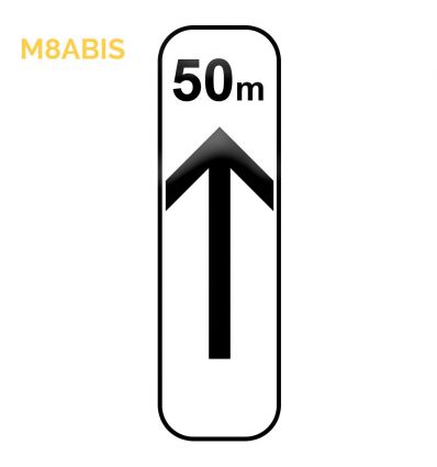 M8a bis - Panonceau début de section de stationnement avec distance