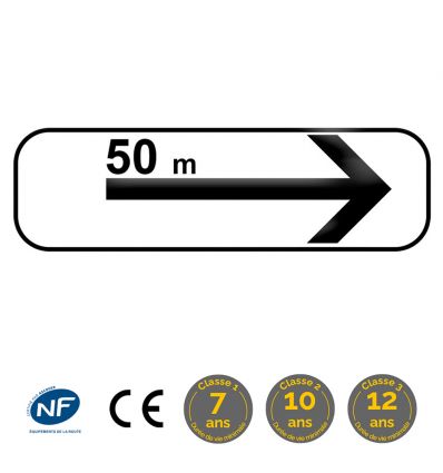 M8d bis - Panonceau section de stationnement à droite avec distance