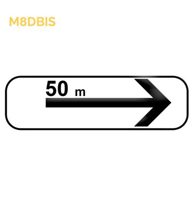 M8d bis - Panonceau section de stationnement à droite avec distance