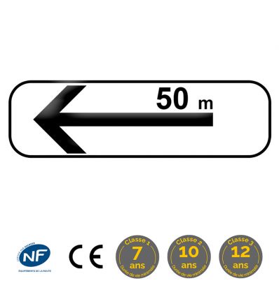 M8e bis - Panonceau section de stationnement à gauche avec distance