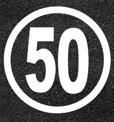 Marquage au sol limitation de vitesse thermocollé 50 km/h