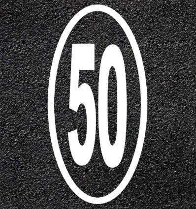 Marquage au sol limitation de vitesse thermocollé 50 km/h