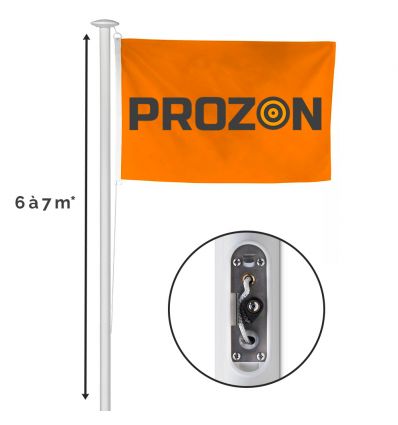 Mât drapeau aluminium 6m et 7m avec boitier antivol
