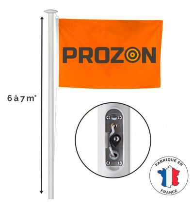 Mât drapeau aluminium 6m et 7m avec boitier antivol