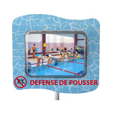 Miroir de surveillance pour piscine à message en inox