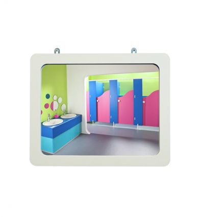 Miroir Incassable de sanitaire avec cadre en PVC blanc