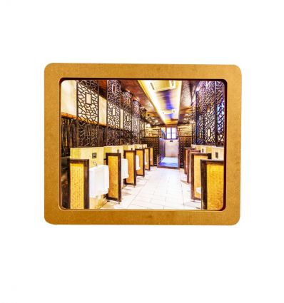 Miroir de sanitaire public incassable avec cadre en bois