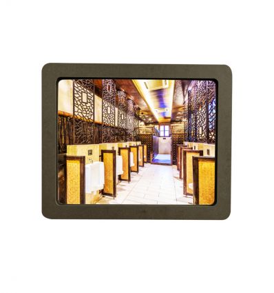 Miroir de sanitaire public incassable avec cadre en bois
