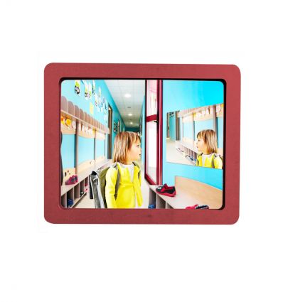 Miroir de sanitaire public incassable avec cadre en bois