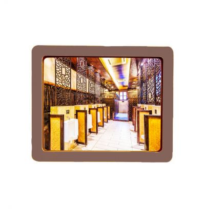 Miroir de sanitaire public incassable avec cadre en bois