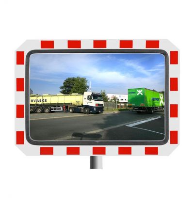 Miroir Routier Encadré rouge et blanc Incassable - vision 90°