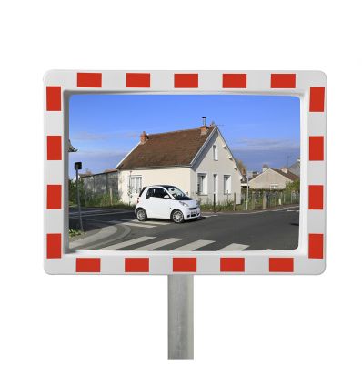 Miroir Routier Extérieur Encadré rouge et blanc Économique - vision 90°