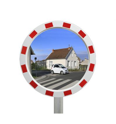 Miroir Routier Extérieur Encadré rouge et blanc Économique - vision 90°