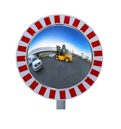 Miroir Routier Extérieur Encadré rouge et blanc - vision 180°