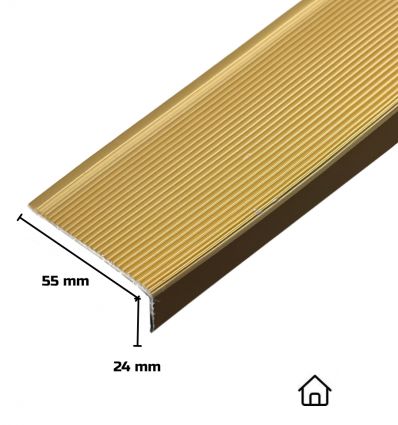 Nez de marche en alu doré antidérapant 55 x 24 mm Intérieur