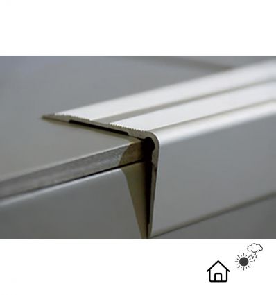 Nez de marche en aluminium antidérapant 48 x 33 mm Extérieur et Intérieur