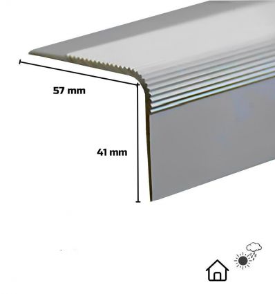 Nez de marche en aluminium antidérapant 57 x 41 mm Extérieur et Intérieur