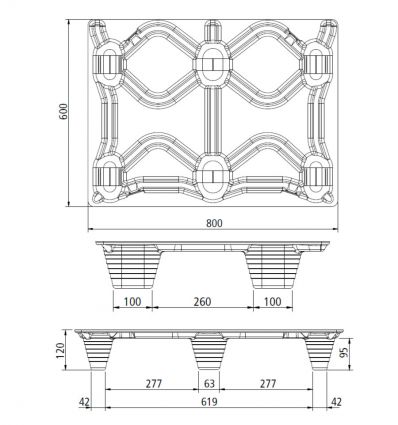 Palette moulée 600 x 800 mm